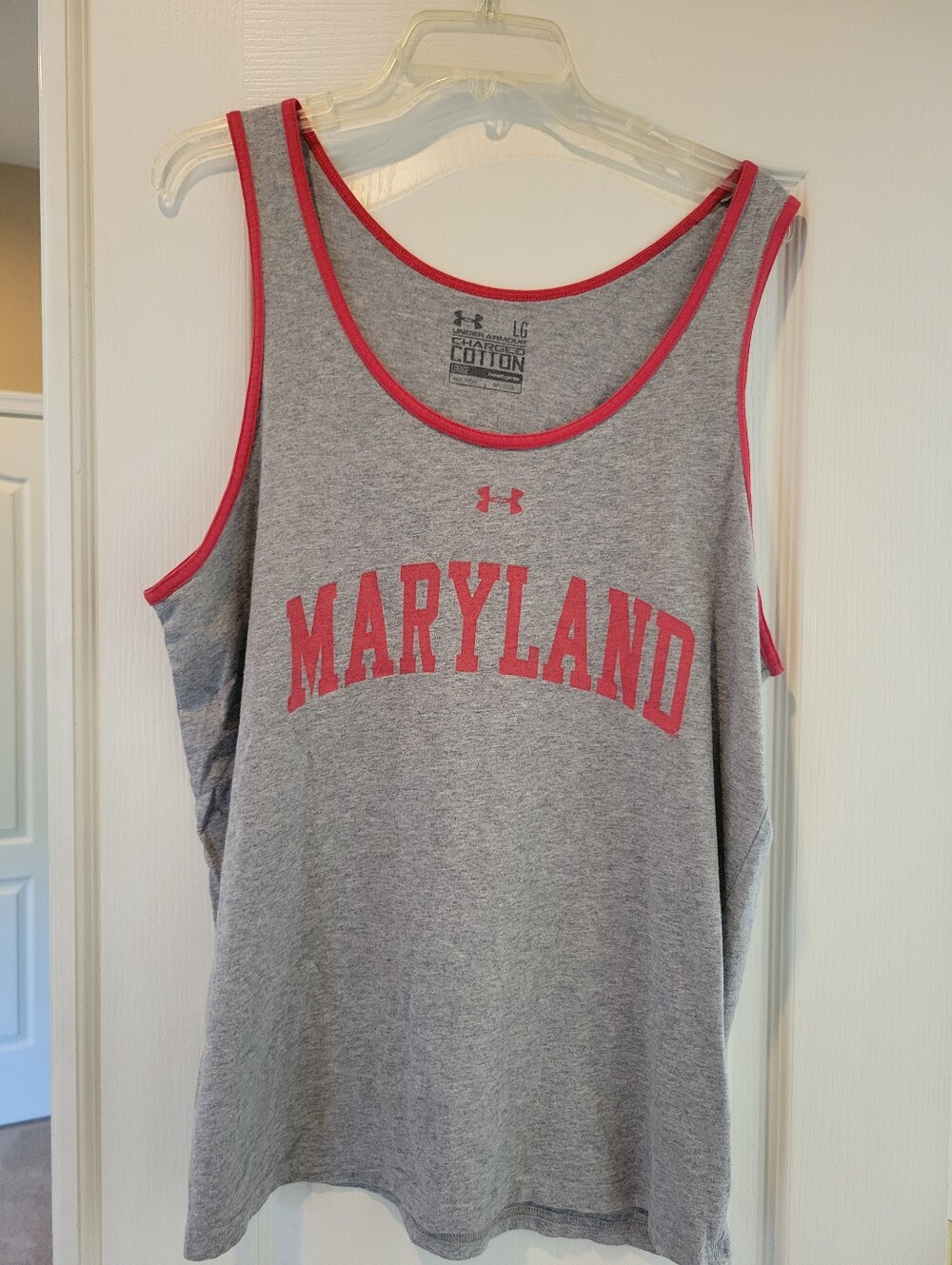 Under Armour Maryland Terrapins Tank Top Mens L Gray Red Trim Sleeveless Shirt
